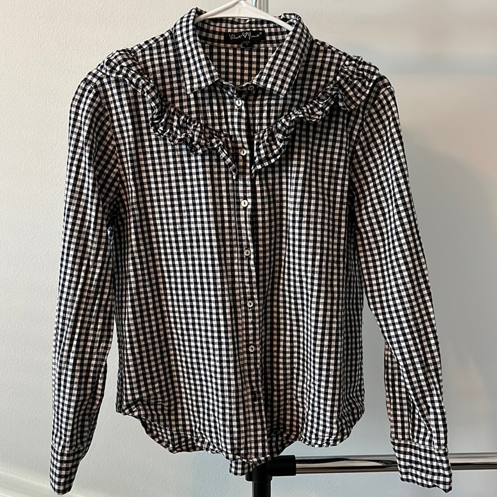 Black and White Checkered Flannel Blouse